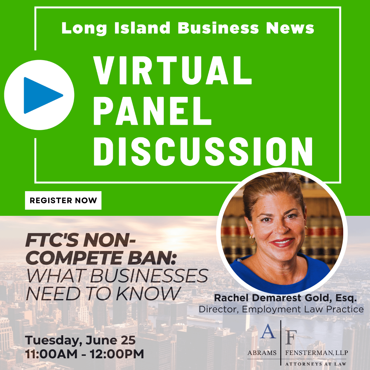 Rachel Demarest Gold Panelist on Long Island Business News Webinar Discussing FTC ban on Non-Compete Clauses Thumbnail