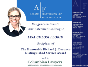 Lisa Colosi Florio to Receive Honor at Columbian Lawyers Association of Westchester 39th Annual Dinner Dance
