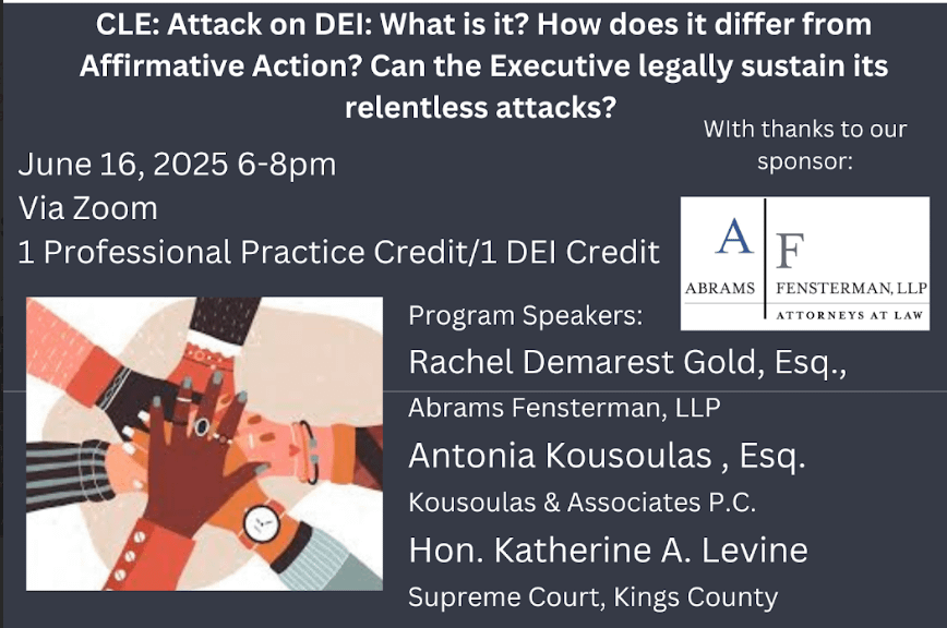 Rachel Demarest Gold to Speak on Legal Attacks Against DEI Initiatives at Brooklyn Bar Association CLE Thumbnail