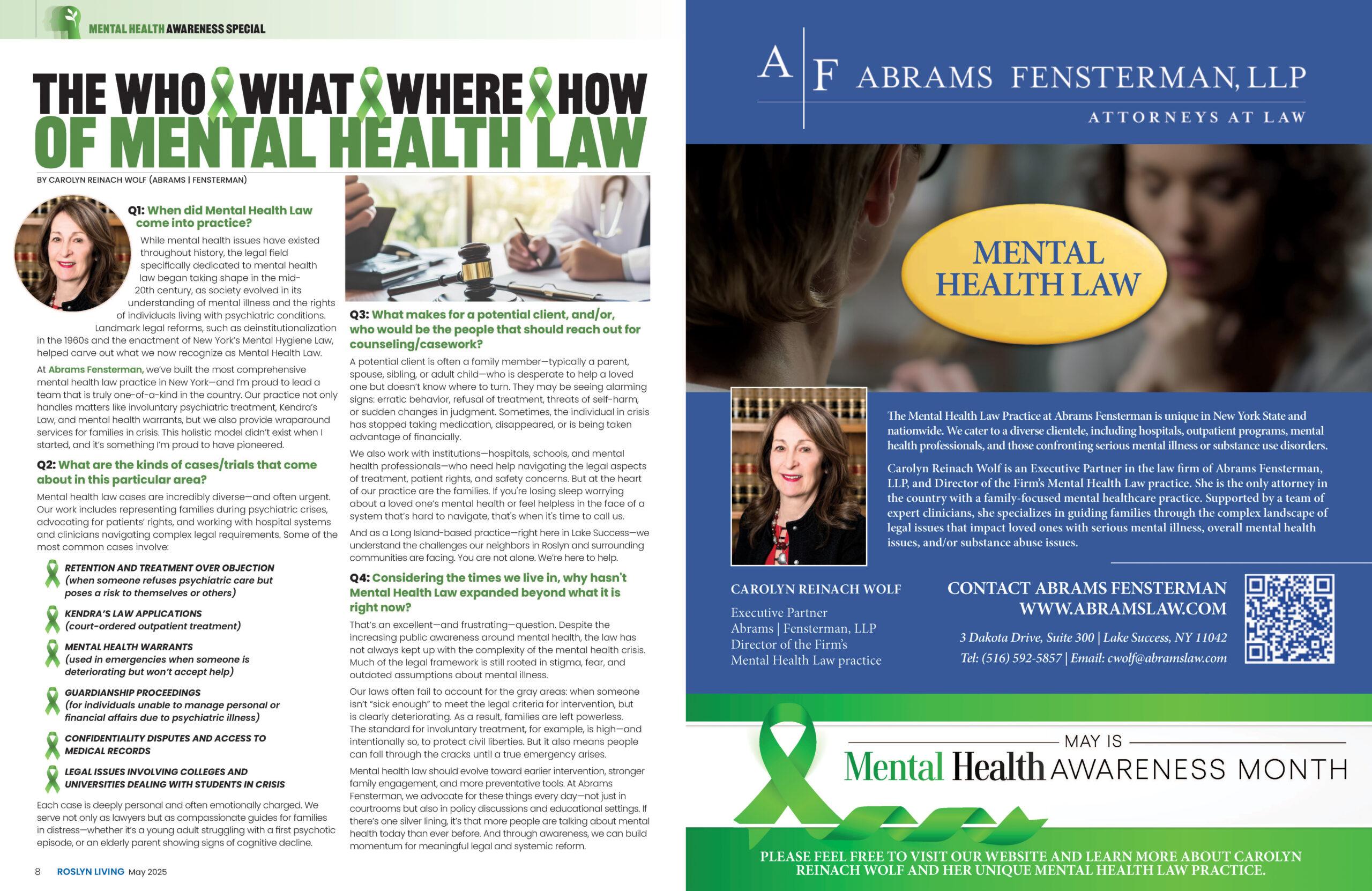 Mental Health Awareness Month: Carolyn Reinach Wolf Featured in Rosyln Living Thumbnail