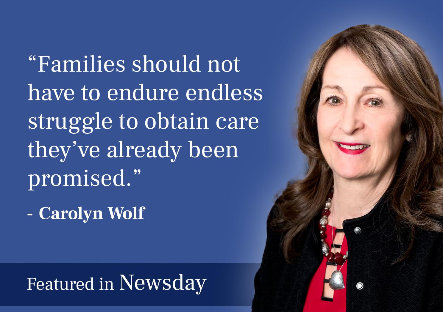 Carolyn Reinach Wolf Featured in Newsday: Insurers Must Treat Mental Health Just Like Physical Health Thumbnail