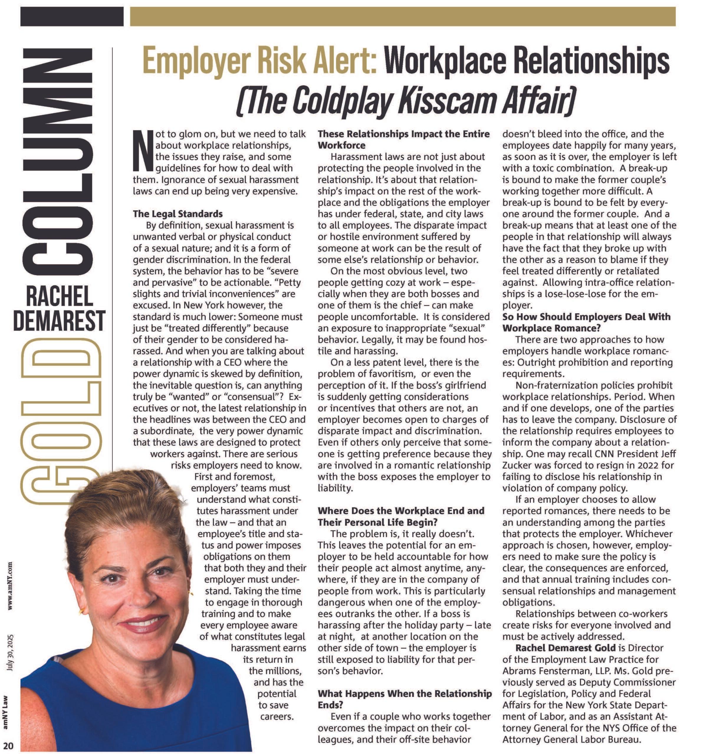 Rachel Demarest Gold Examines the Shifting Landscape of Workplace Protections in amNY Law Thumbnail
