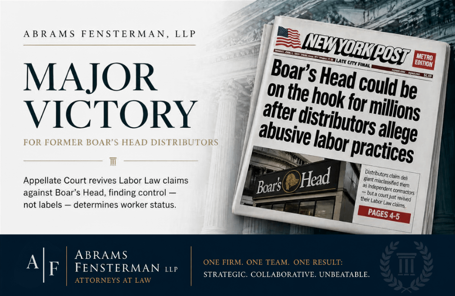 Abrams Fensterman’s Appellate Win Featured in New York Post Coverage of Boar’s Head Litigation Thumbnail