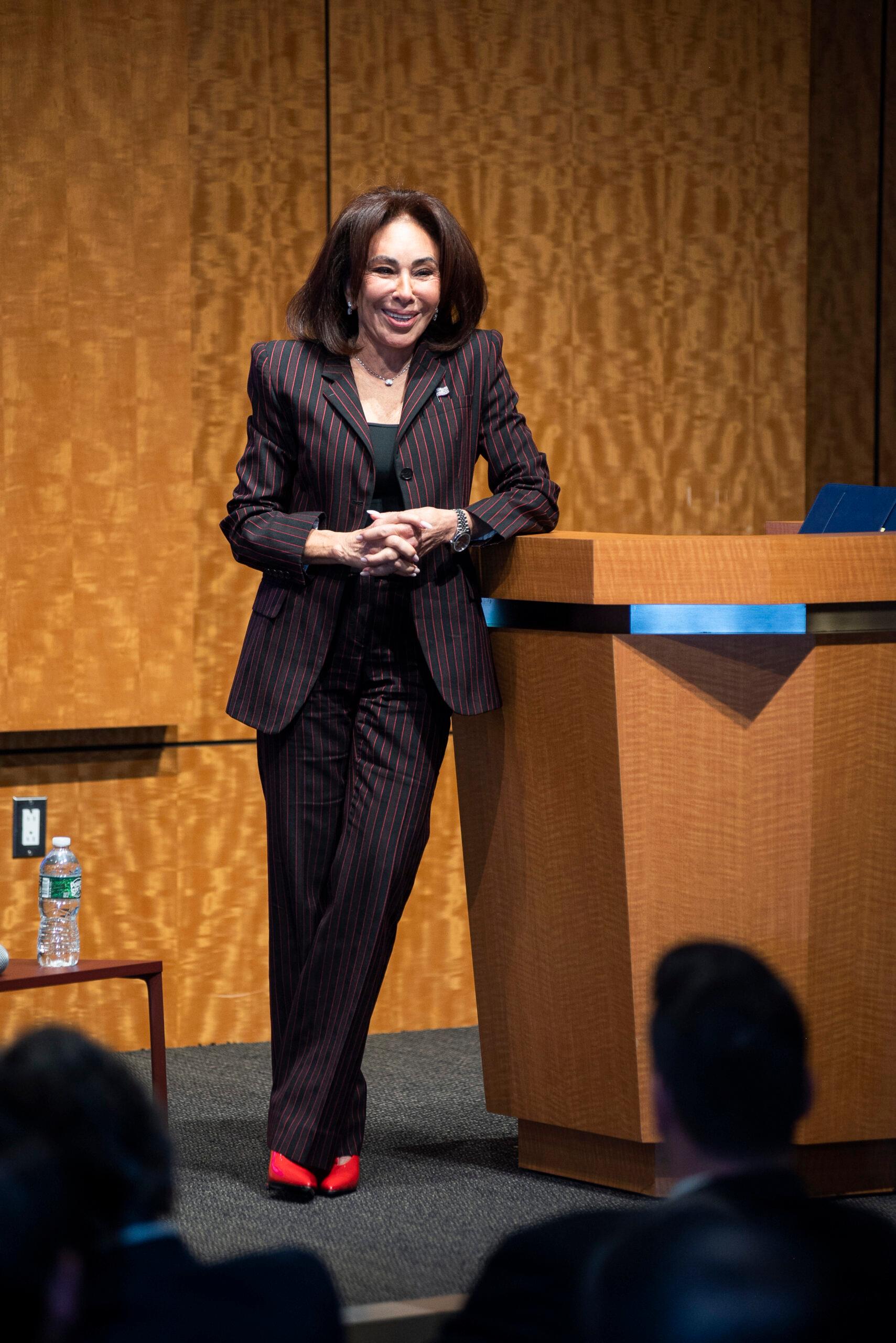 Jeanine Pirro speaking at Abrams Fensterman's White Plains event